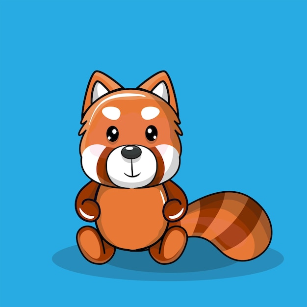 Vector cute baby cartoon red panda in pirate costume