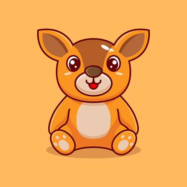 Vector cute baby deer sitting cartoon illustration