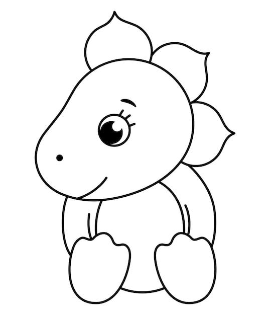 Vector cute baby dinosaur line icon isolated on white background Funny black and white dino child character Cute little prehistoric reptile outline illustration Stegosaurus coloring pagexA