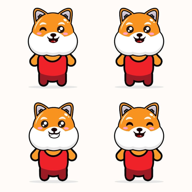 Vector cute baby fox face expression