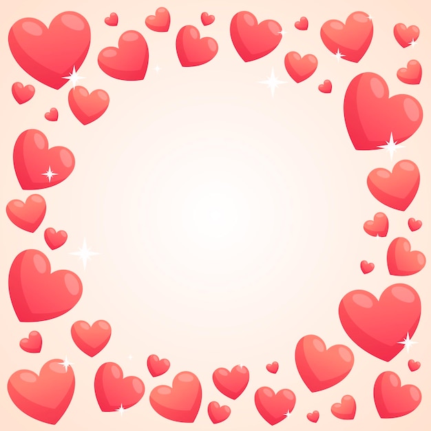 Vector cute banner or postcard for Valentines Day, frame of hearts.