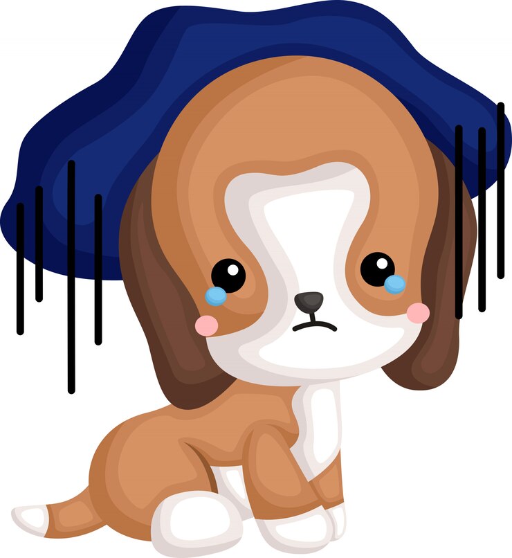 Vector a vector of a cute beagle feeling blue