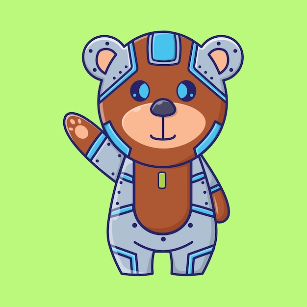 vector cute bear robot cartoon vector icon illustration animal technology icon concept isolated