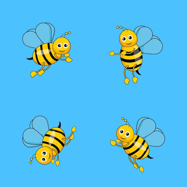 Vector Cute Bee Flaying