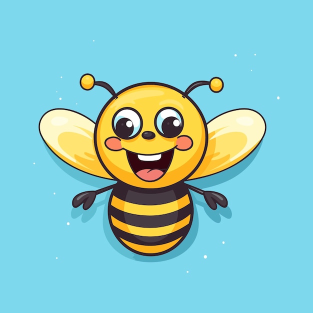 Vector cute bee flying cartoon vector icon illustration