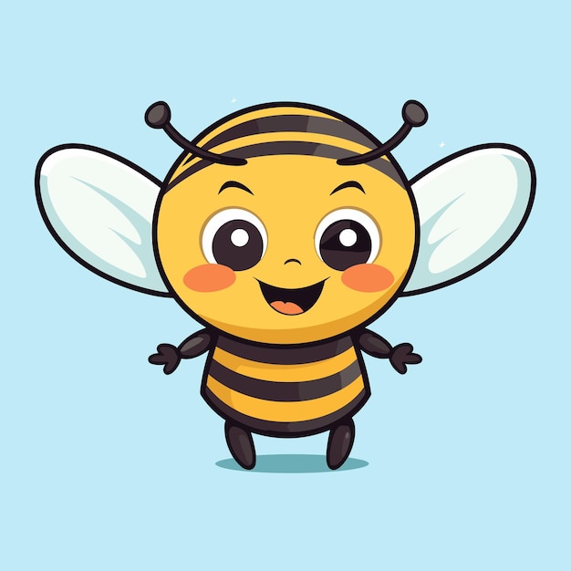 vector cute bee flying cartoon vector icon illustration