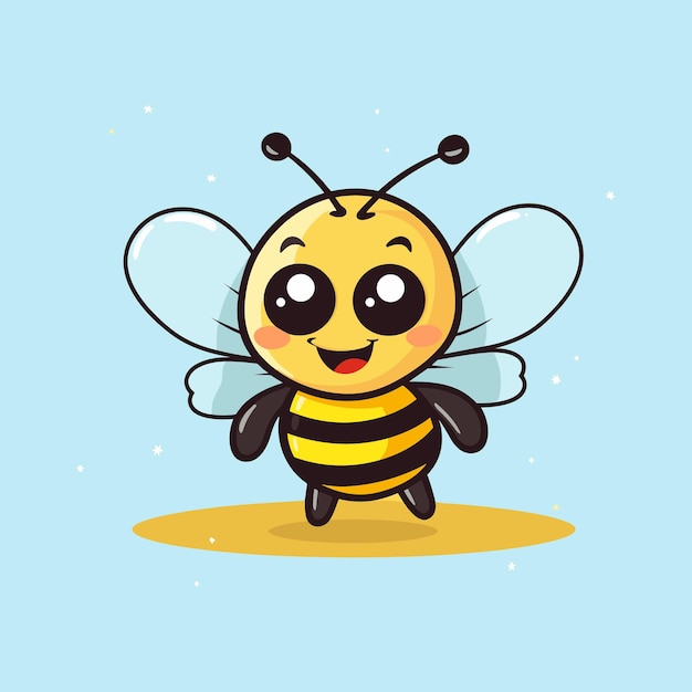 vector cute bee flying cartoon vector icon illustration