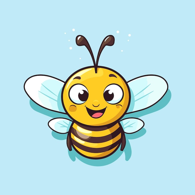 Illustrazione dell'icona vettoriale del fumetto volante dell'ape carina vettoriale