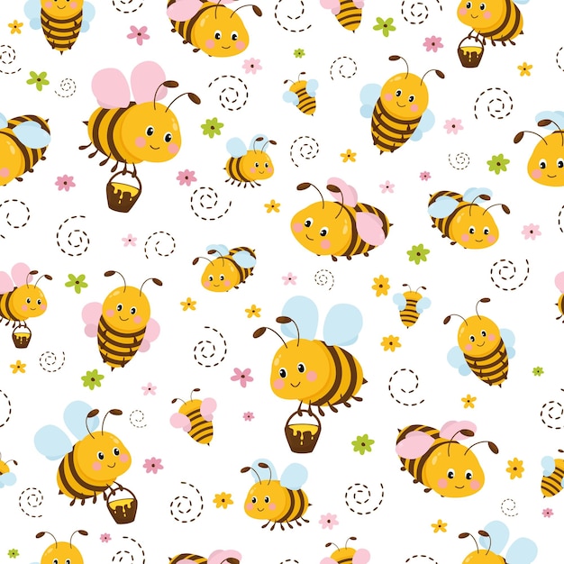 Vector of cute bees pattern