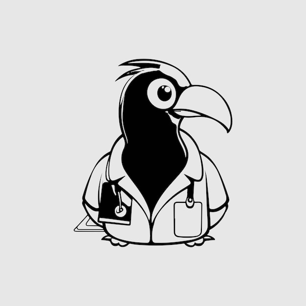 Vector vector cute bird cartoon vector line art illustration