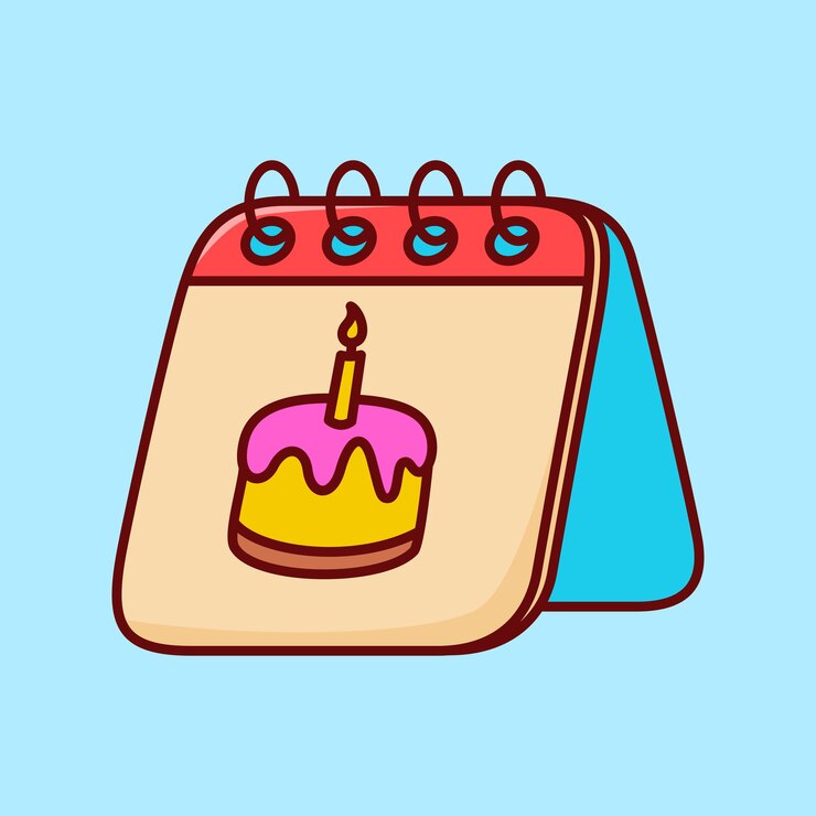 Vector vector cute birthday calendar illustration cartoon doodle flat colorful line art vector design