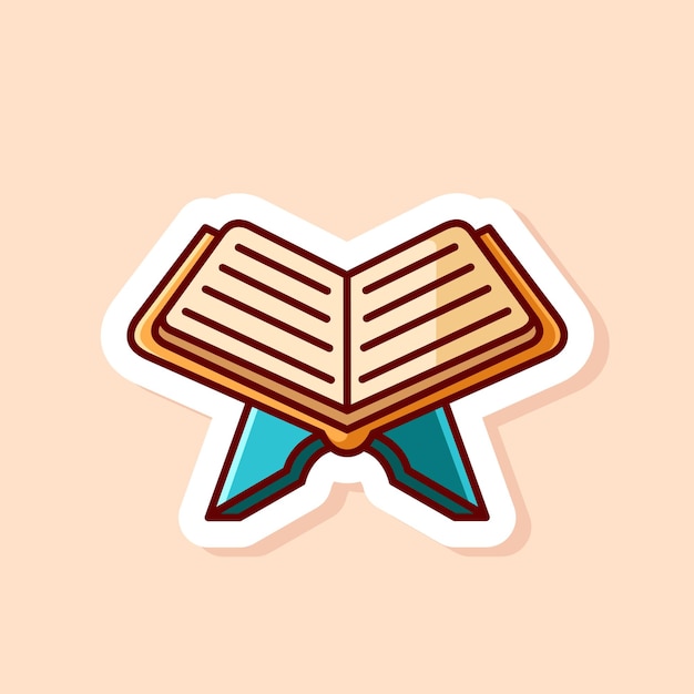 Vector vector cute blue alquran book icon with cartoon design style isolated