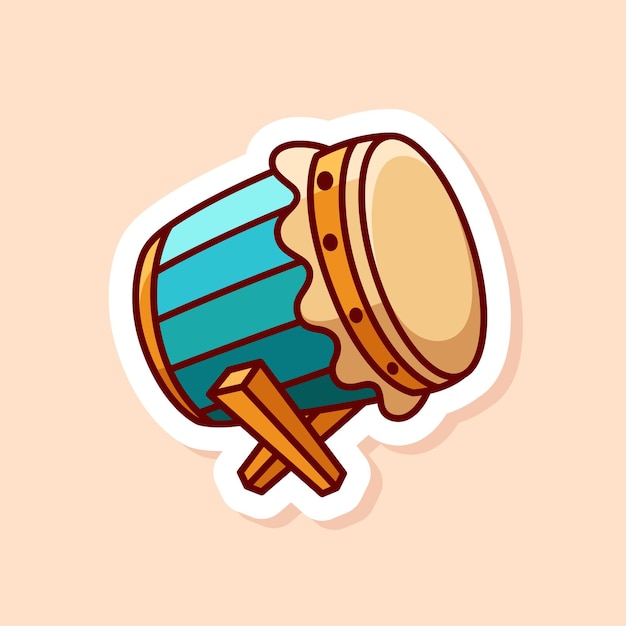 Vector Cute Blue Bedug Islamic Drum Icon with cartoon design style