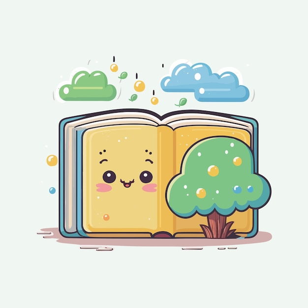 Vector cute book cartoon style