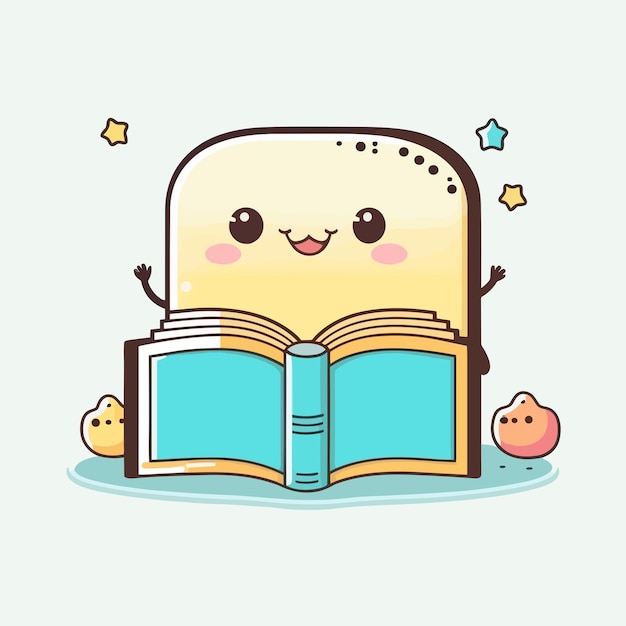 Vector cute book cartoon style