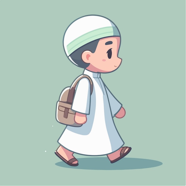 Vector cute boy muslim ramadan character illustration