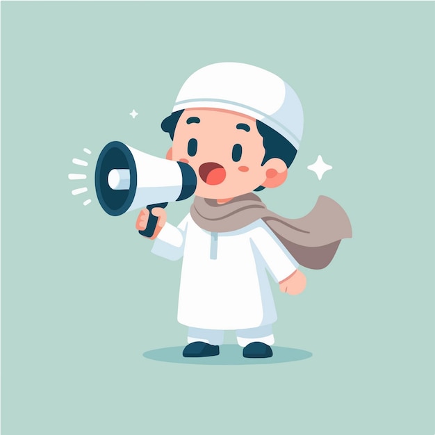 Vector cute boy muslim ramadan character illustration