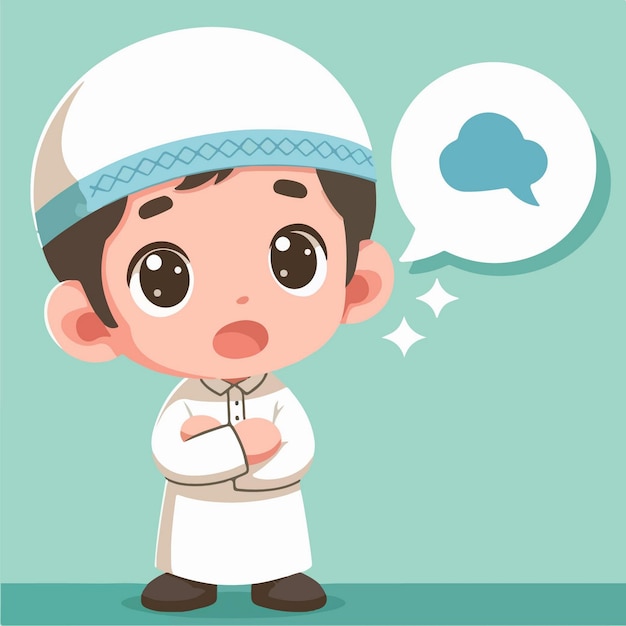 Vector cute boy muslim ramadan character illustration