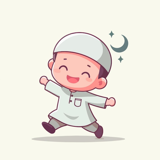 Vector cute boy muslim ramadan character illustration