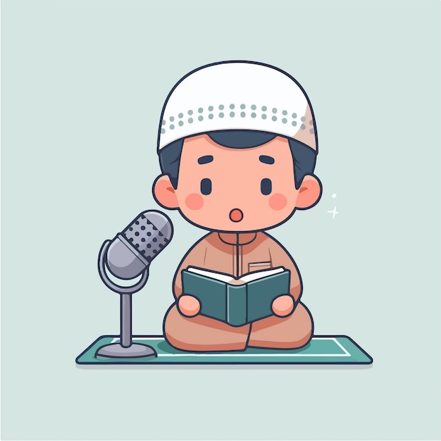 Vector cute boy muslim ramadan character illustration