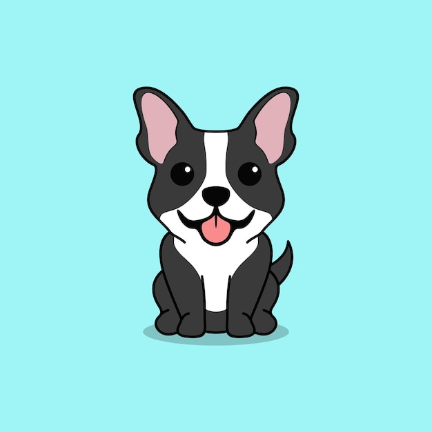 Vector cute bulldog is sitting cartoon illustration