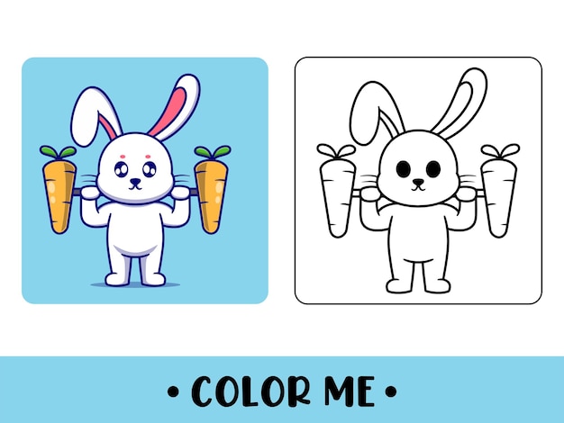 Векторный милый кролик для детской раскраски векторной иконки иллюстрации