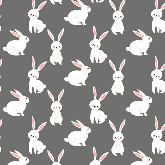 vector cute bunny rabbit cartoon seamless pattern animal background