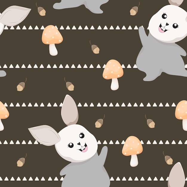 Vector cute bunny rabbit seamless pattern design for kid