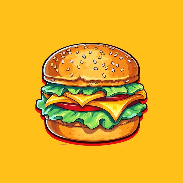 Vector cute burger smiling cartoon vector icon illustration