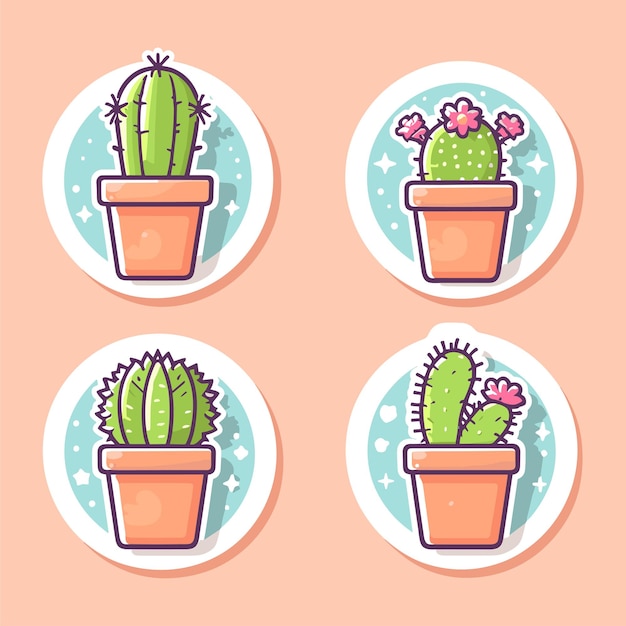 Vector vector cute cactus collection