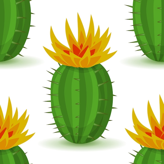 Vector cute cactus with flower