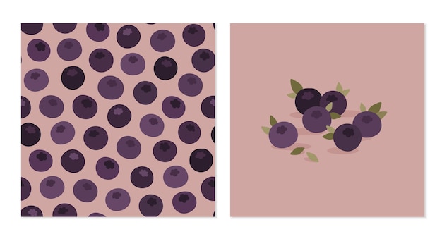 Vector cute cards with blueberry