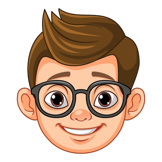 Vector cute cartoon boy face expression design with white background