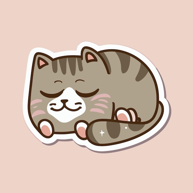 Vector cute cartoon cat sleeping vector illustration