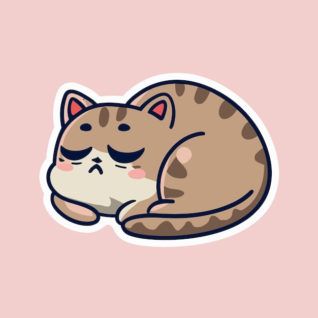 Vector vector cute cartoon cat sleeping vector illustration