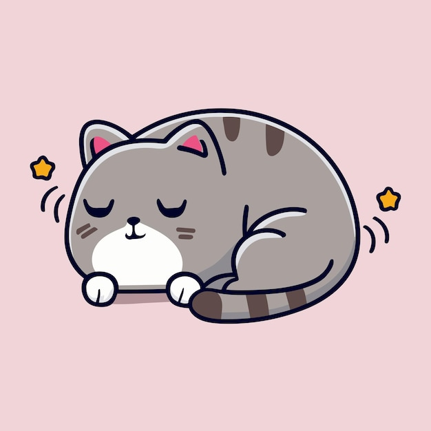 Vector cute cartoon cat sleeping vector illustration