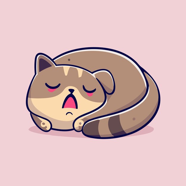 Vector cute cartoon cat sleeping vector illustration