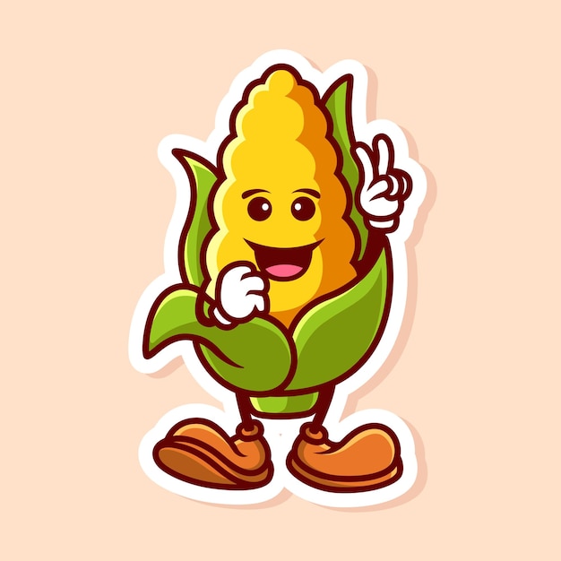 Vector vector cute cartoon character of corn peace isolated