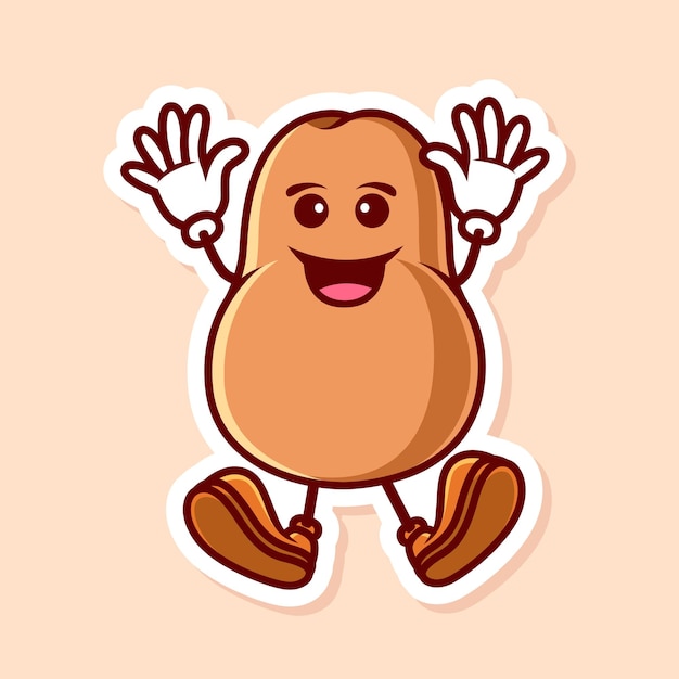 Vector vector cute cartoon character of potato wave hands isolated