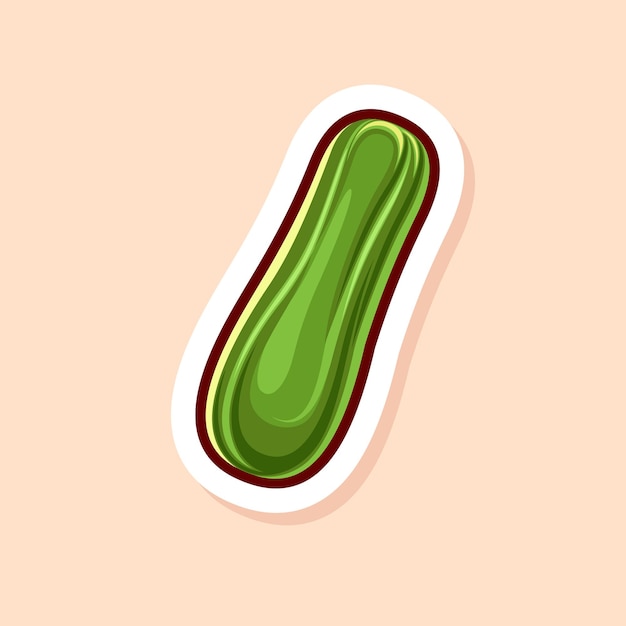Vector vector cute cartoon of green single cucumber isolated