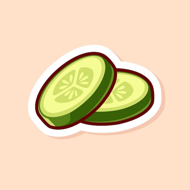 Vector vector cute cartoon of green slice cucumbers isolated