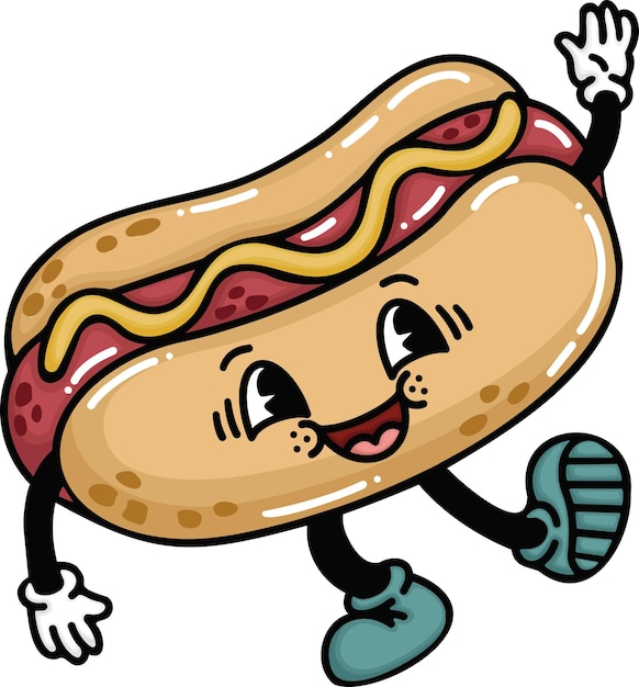 Vector a vector of a cute cartoon hotdog