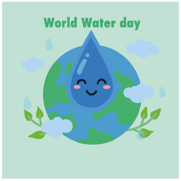 Vector cute cartoon illustration world waterday