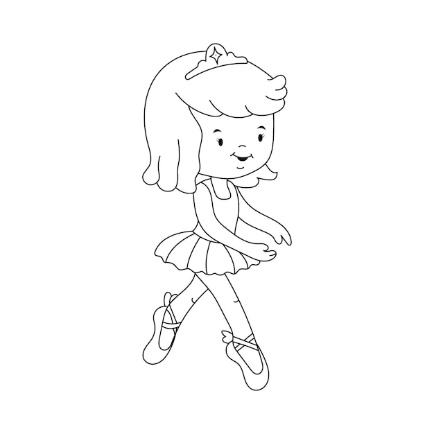 Vector cute cartoon little ballerina girl