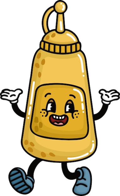 Vector a vector of a cute cartoon mustard bottle