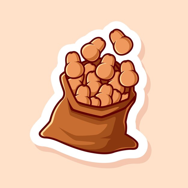 Vector vector cute cartoon of potatoes and sack isolated