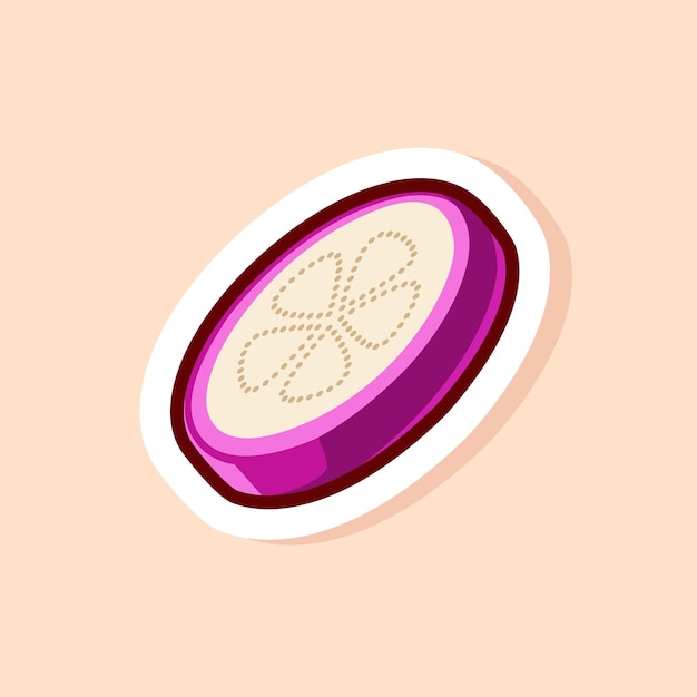 vector cute cartoon of purple slice eggplant isolated