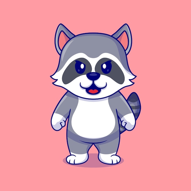 Vector vector cute cartoon racoon mascot angry isolated