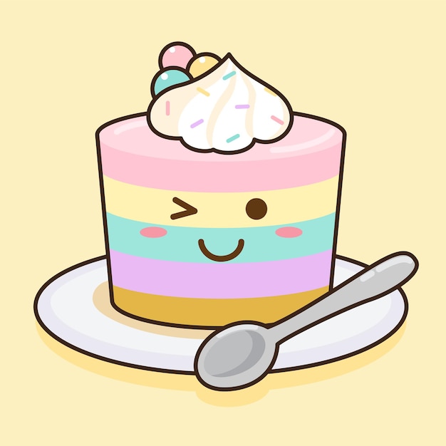 Vector cute cartoon rainbow pudding