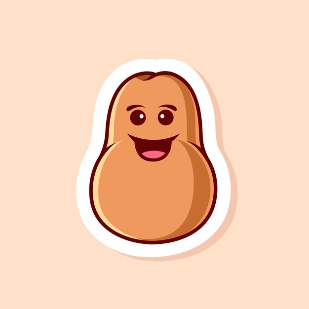 vector cute cartoon of single potato character isolated